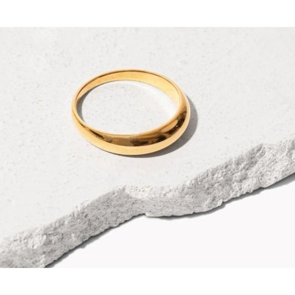 Gold Dome Ring Waterproof Stacking Ring Non-tarnish Gold Ring sz 6-8 PRETTY - Picture 7 of 15